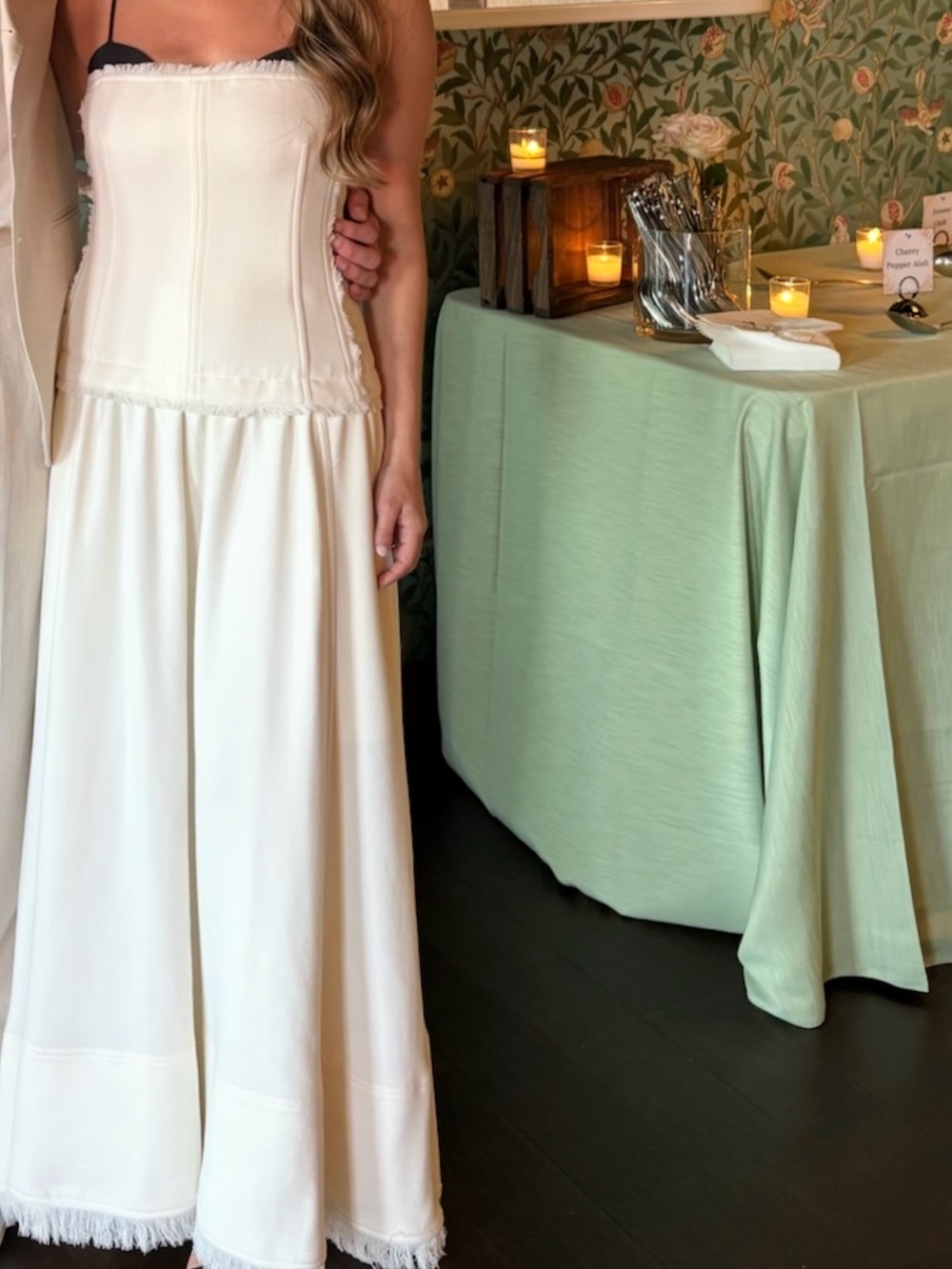 Women's Cream Midi Dress with Corset Bodice